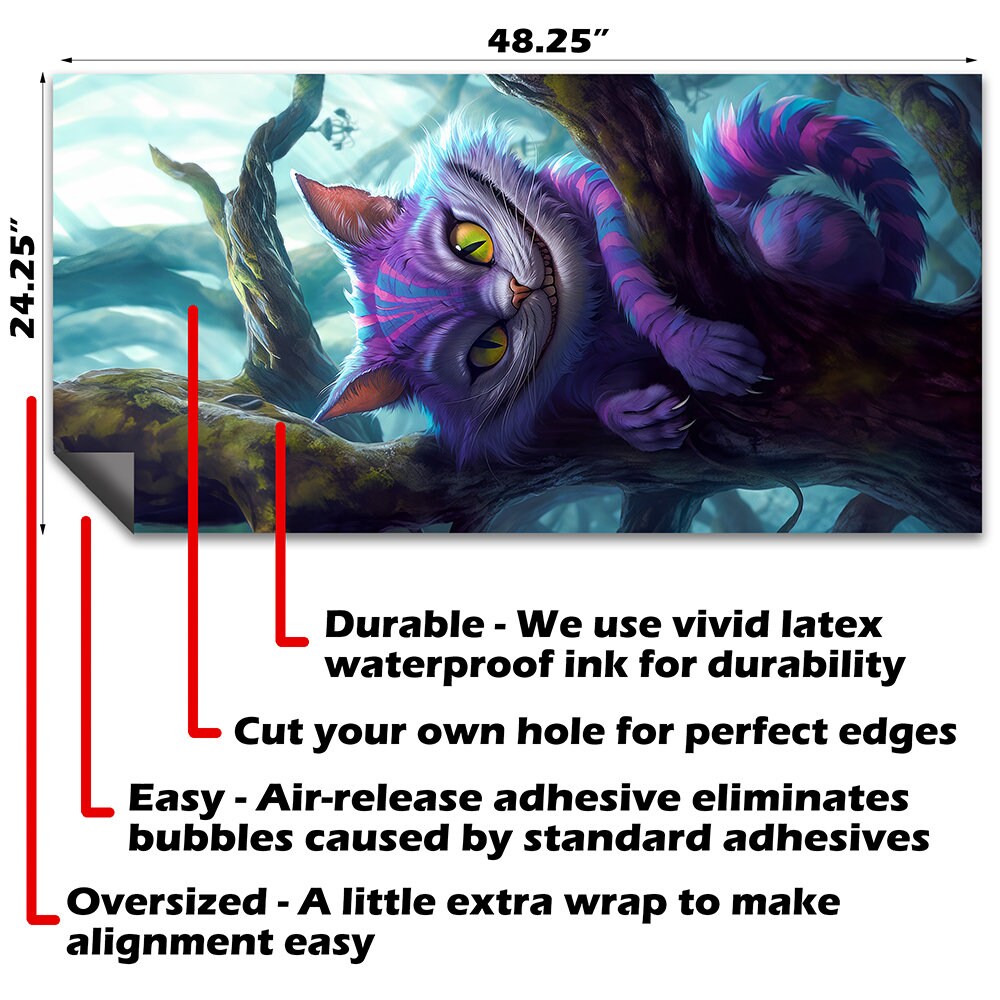 Mad Hatter Cheshire Cat - Cornhole Board Wrap - Set of 2