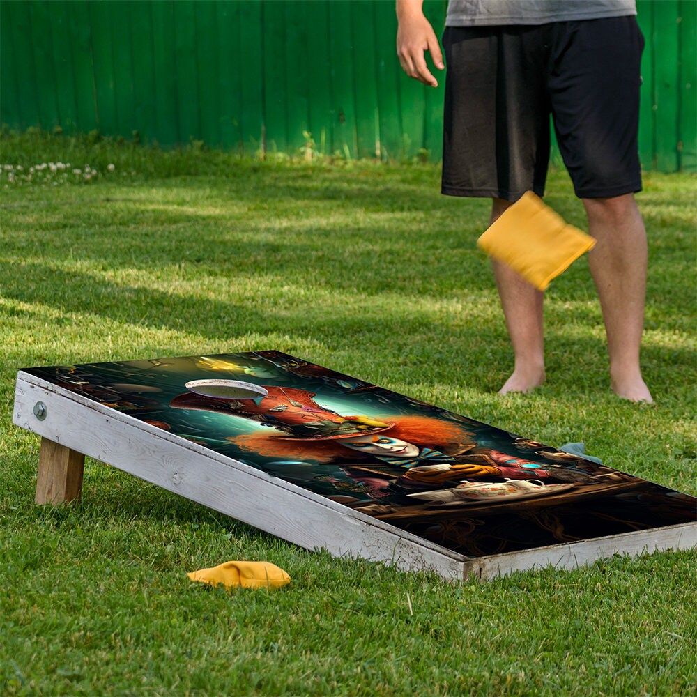 Mad Hatter Cheshire Cat - Cornhole Board Wrap - Set of 2