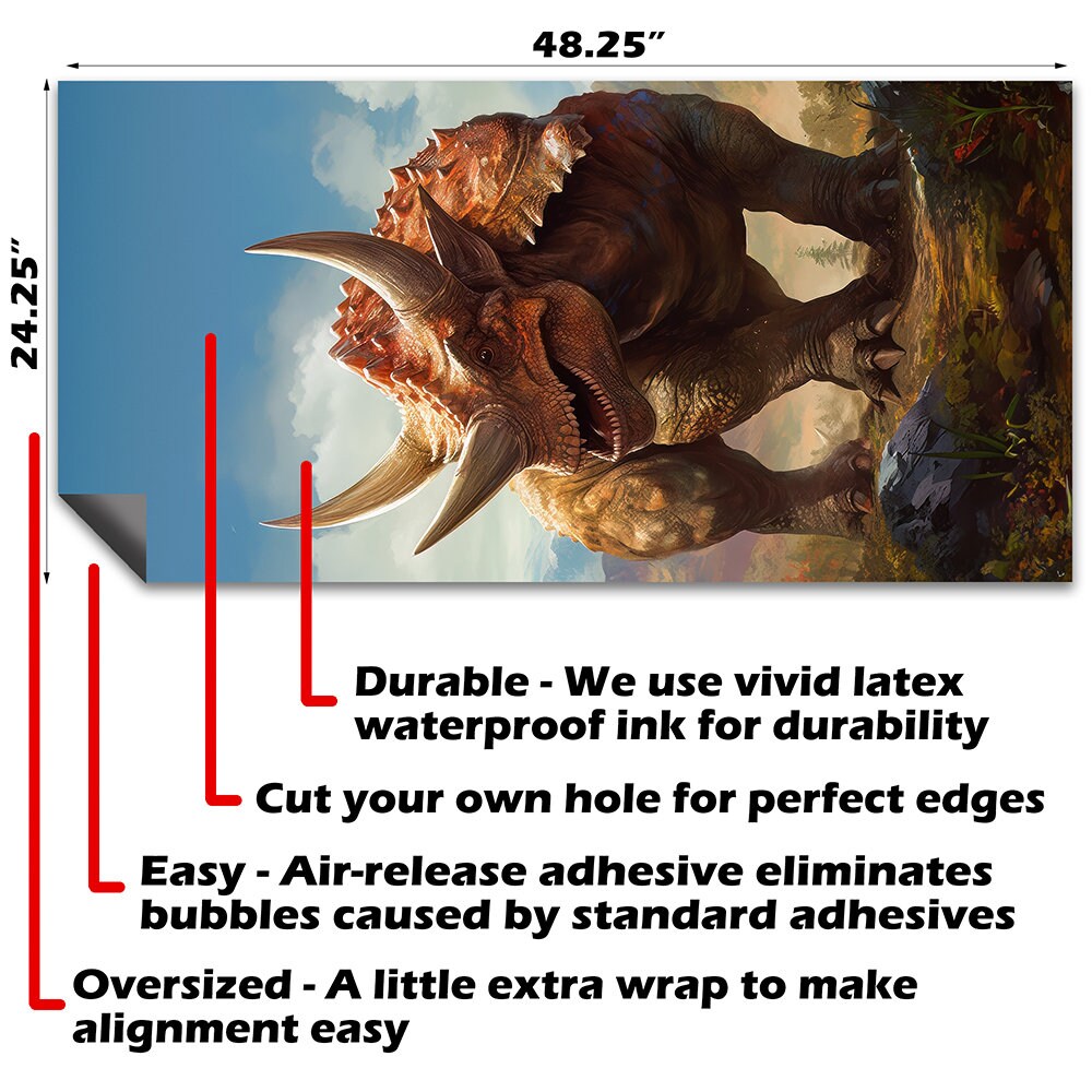 T-Rex and Triceratops - Cornhole Board Wrap - Set of 2