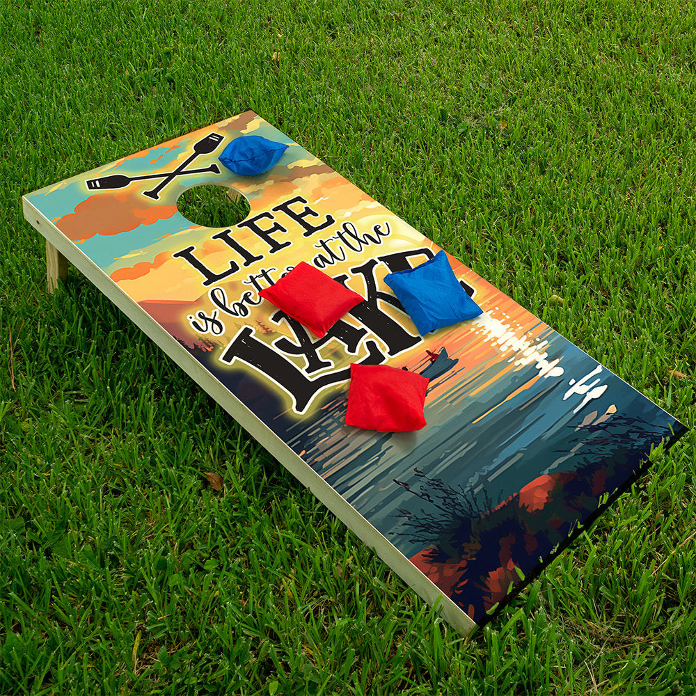 Life is Better at the Lake - Cornhole Board Wrap - Set of 2