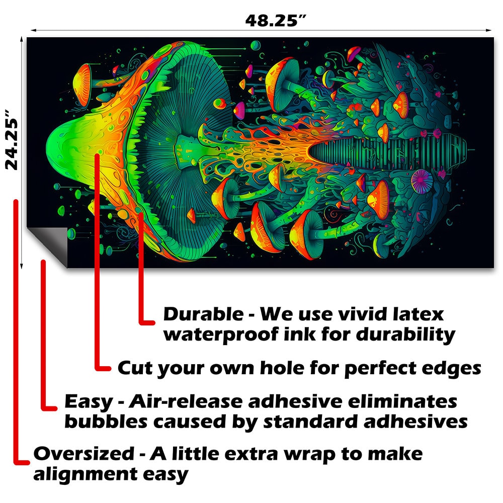 Vibrant Mycologist Mushroom - Cornhole Board Wrap - Set of 2