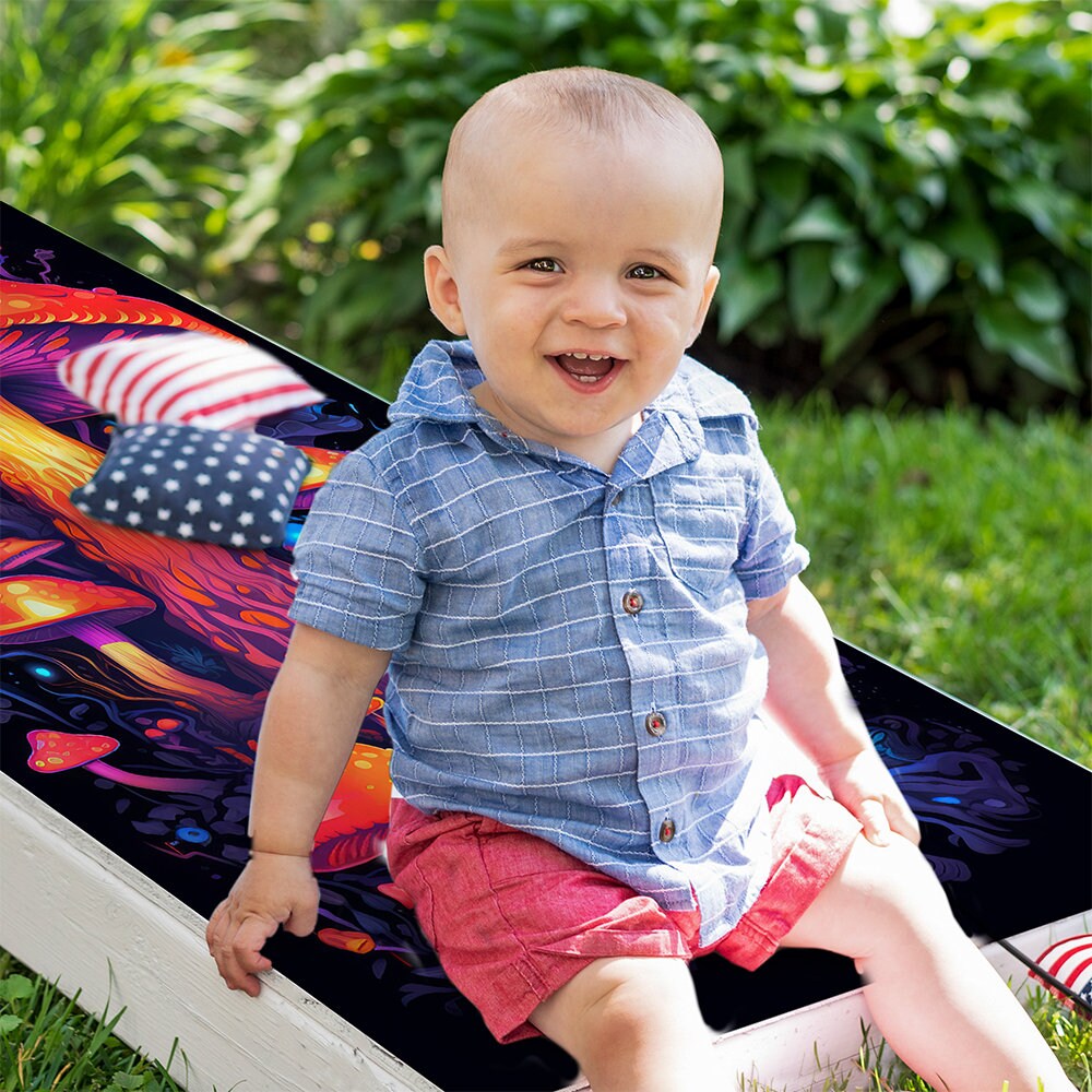 Vibrant Mycologist Mushroom - Cornhole Board Wrap - Set of 2