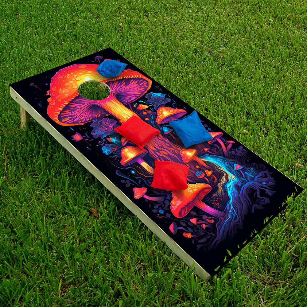 Vibrant Mycologist Mushroom - Cornhole Board Wrap - Set of 2