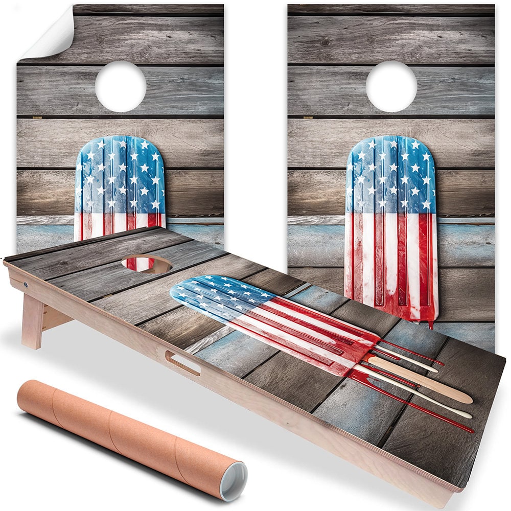 USA American Flag Popsicle - Cornhole Board Wrap - Set of 2