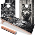 Black and White Wolves Portrait - Cornhole Board Wrap - Set of 2