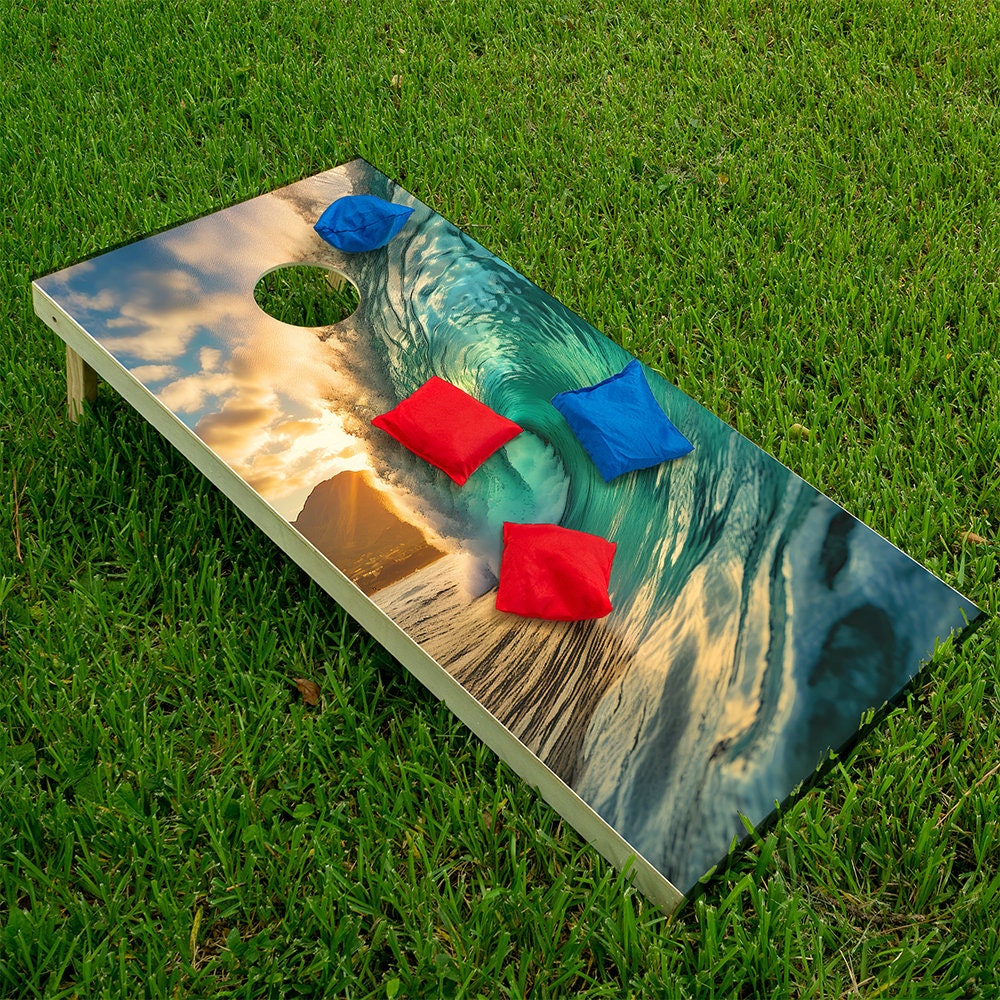 Morning and Sundown Tunnel Waves - Cornhole Board Wrap - Set of 2
