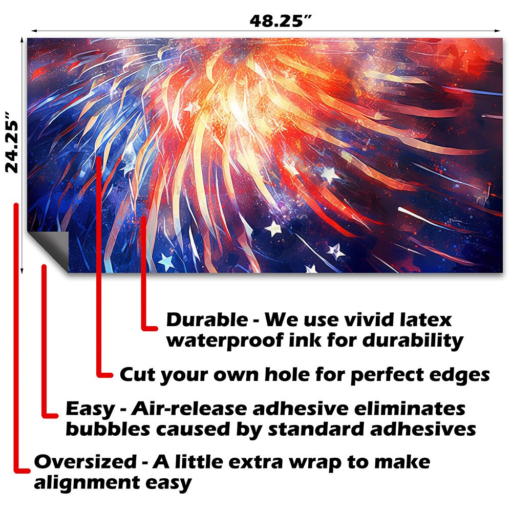 USA American Eagle and Fireworks - Cornhole Board Wrap - Set of 2