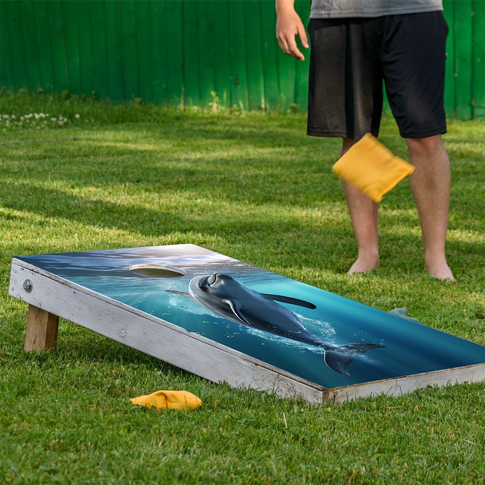 Ocean Dolphins - Cornhole Board Wrap - Set of 2