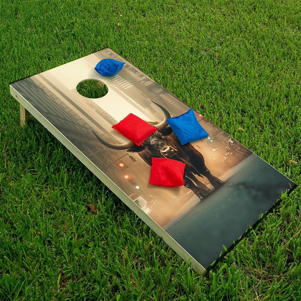 Wall Street Bear and Bull - Cornhole Board Wrap - Set of 2