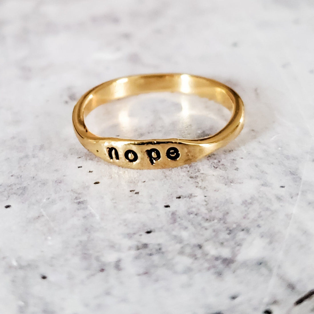 Dainty Gold Plated or Sterling Silver "Nope" Ring