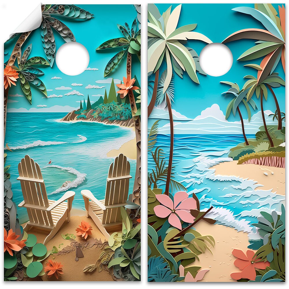 Beach Dreams - Cornhole Board Wrap - Set of 2
