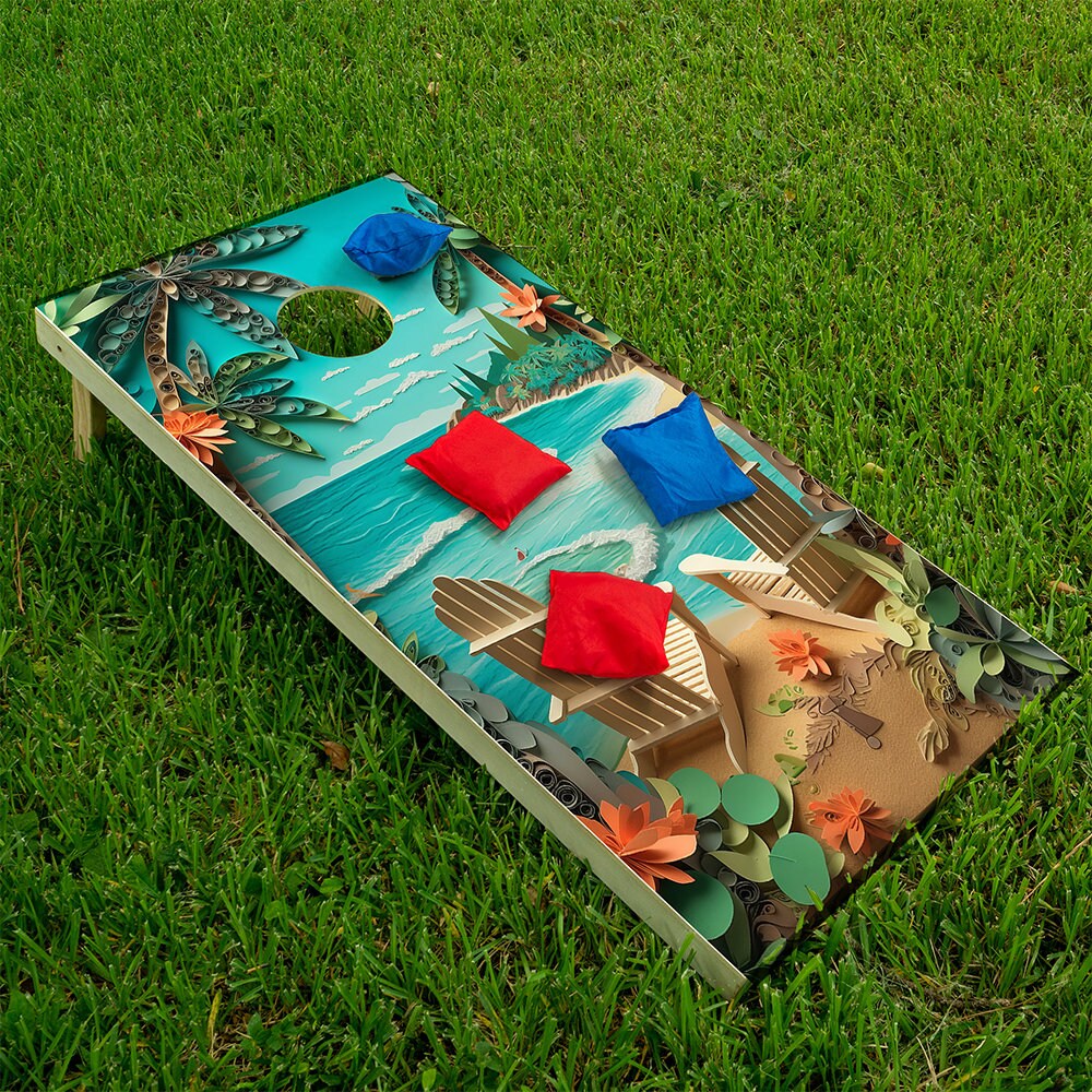 Beach Dreams - Cornhole Board Wrap - Set of 2