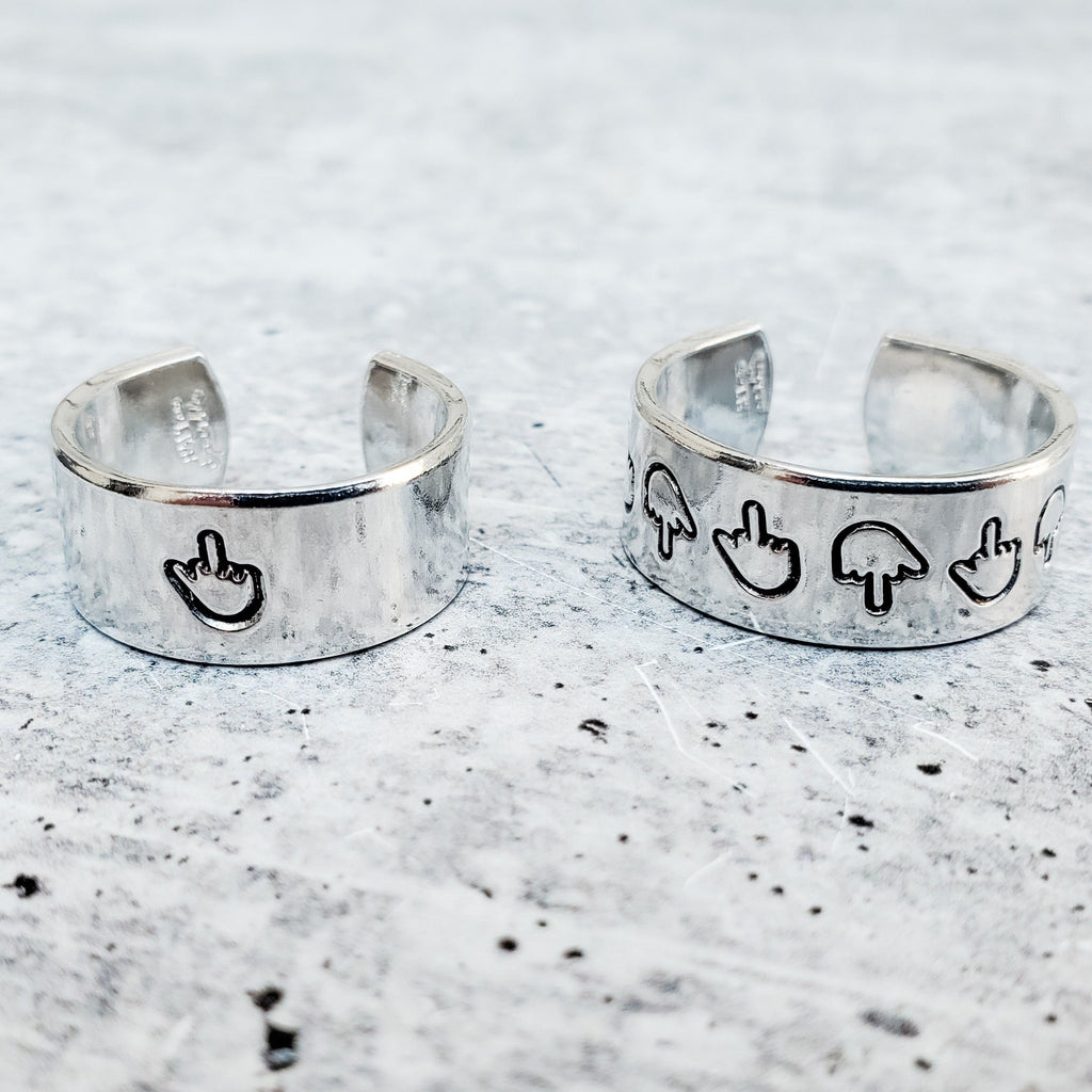 Middle Finger Wide Band Ring