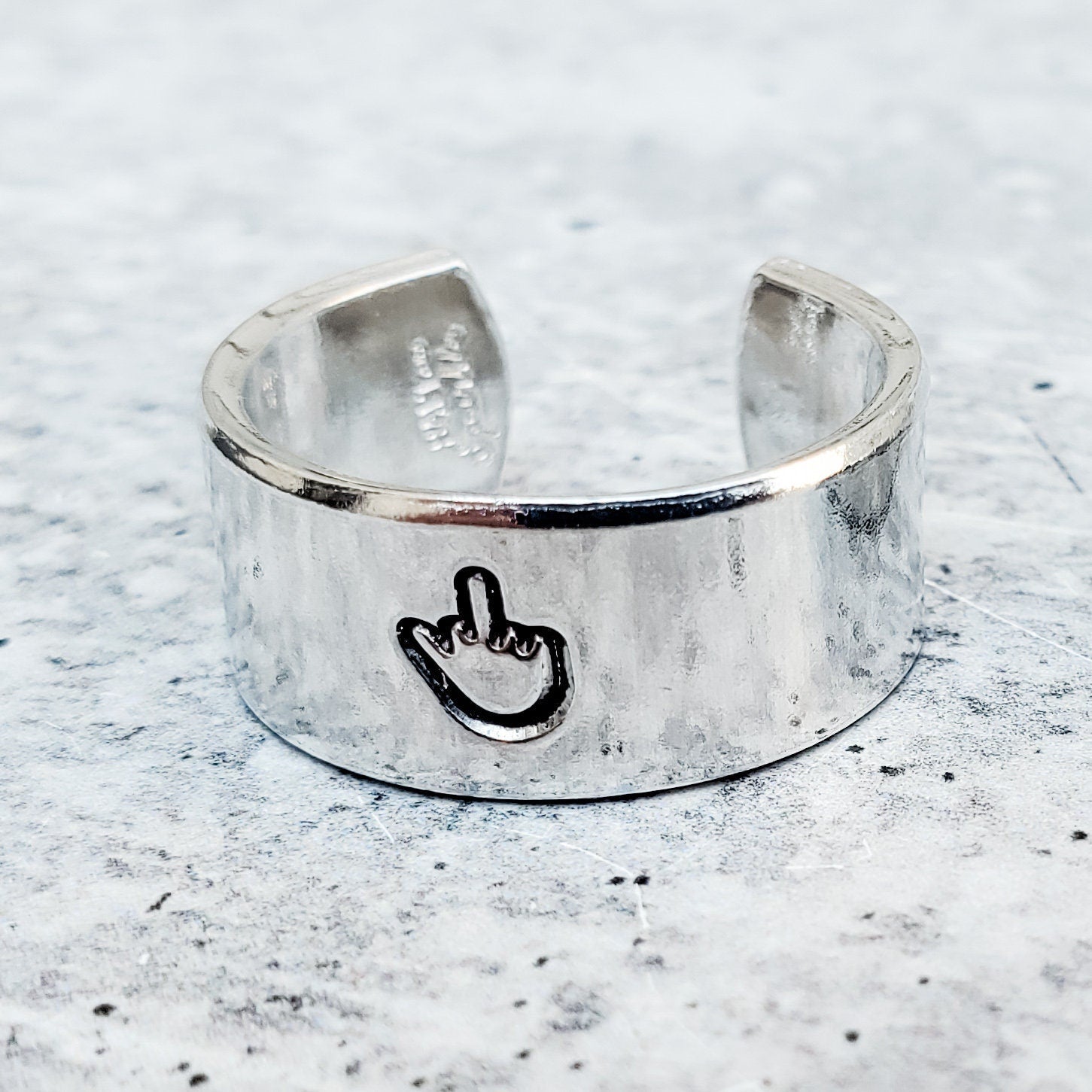 Middle Finger Wide Band Ring
