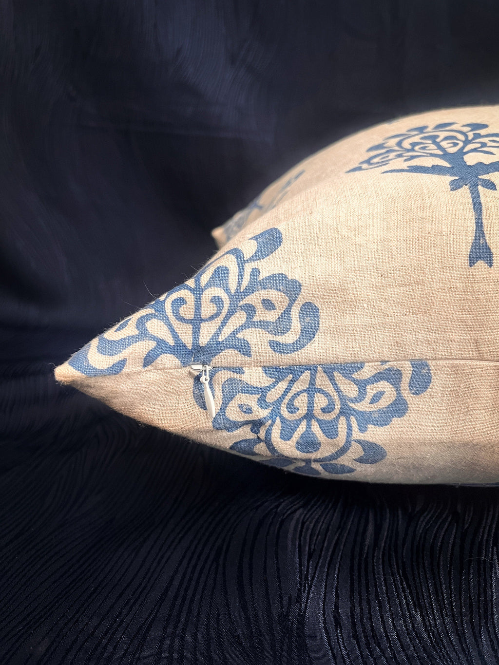 Blue Harmony Pure Linen Throw Pillow Cover