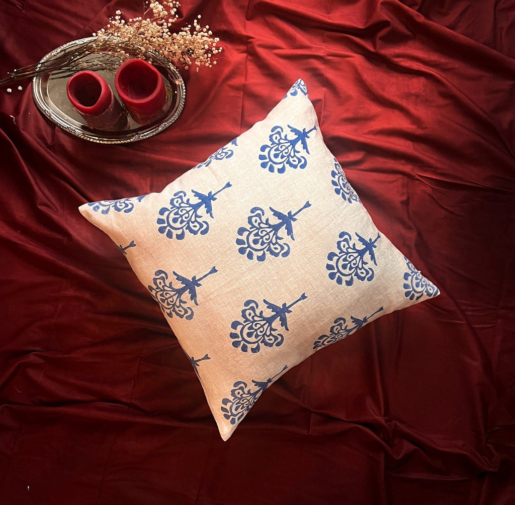 Blue Harmony Pure Linen Throw Pillow Cover