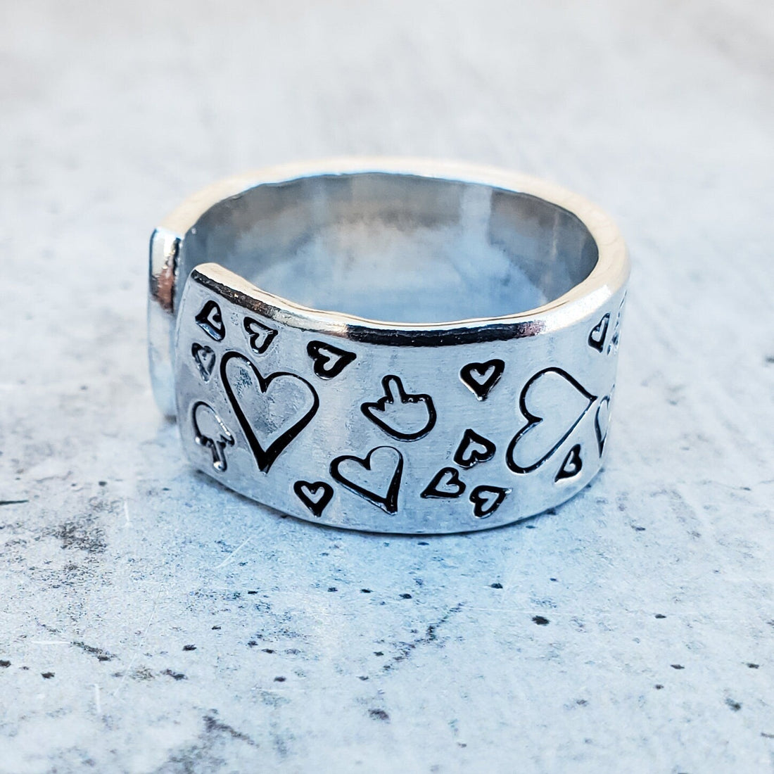 Middle Finger Heart Valentine's Day Ring - F Off Ring for Galentine's Day