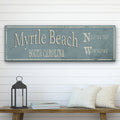 Rustic custom city and town wall sign on canvas with GPS coordinates