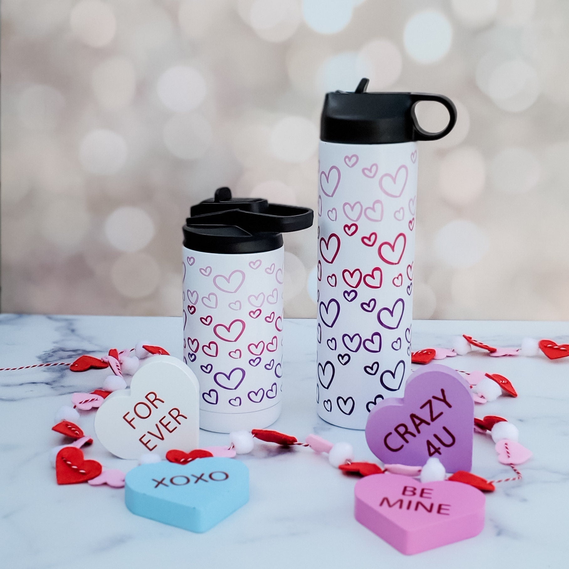 Matching Name Heart Ombre Water Bottle