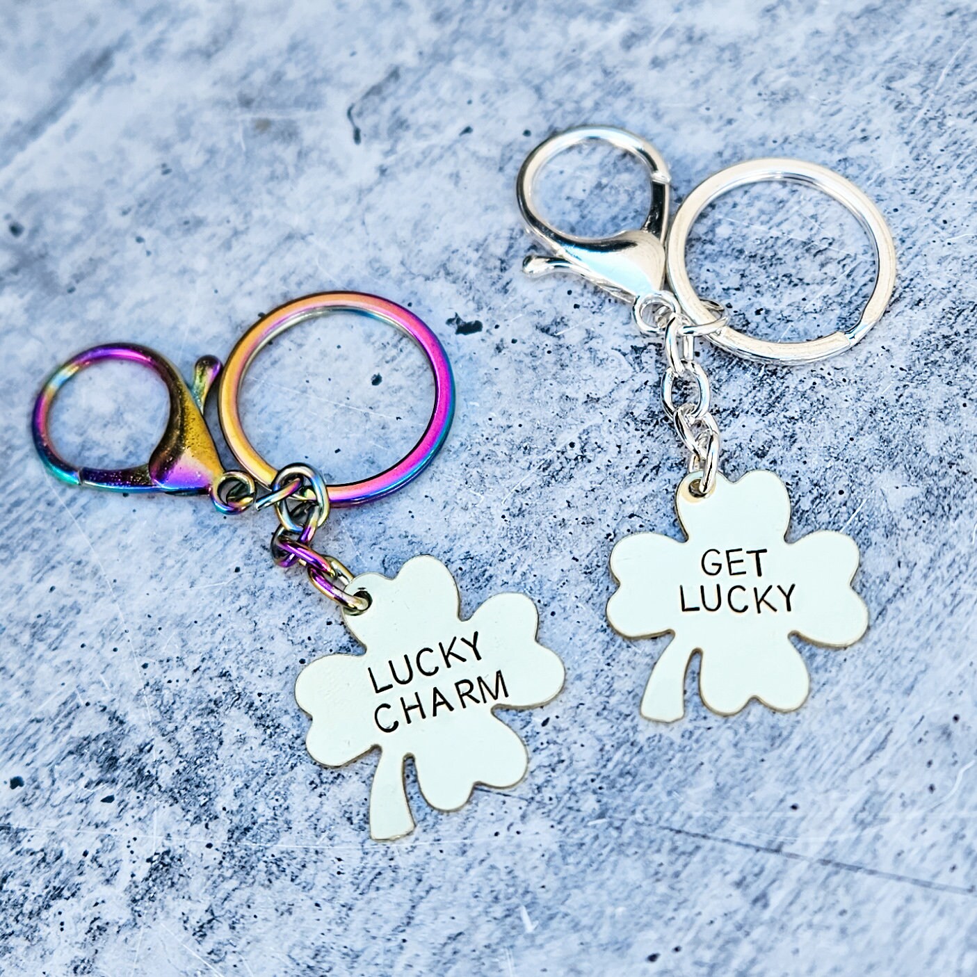 Get Lucky Four Leaf Clover Keyring