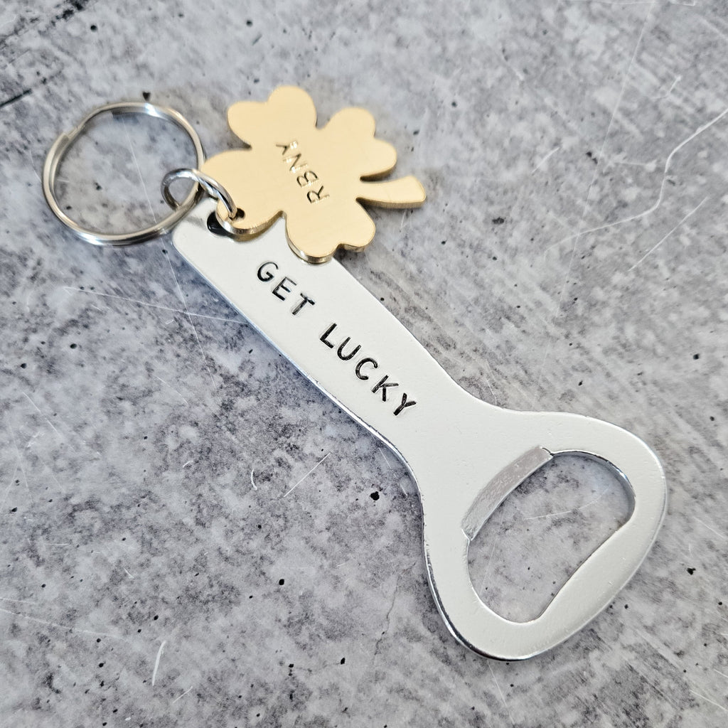 Get Lucky Personalized St. Patrick's Day Beer Bottle Opener Keychain