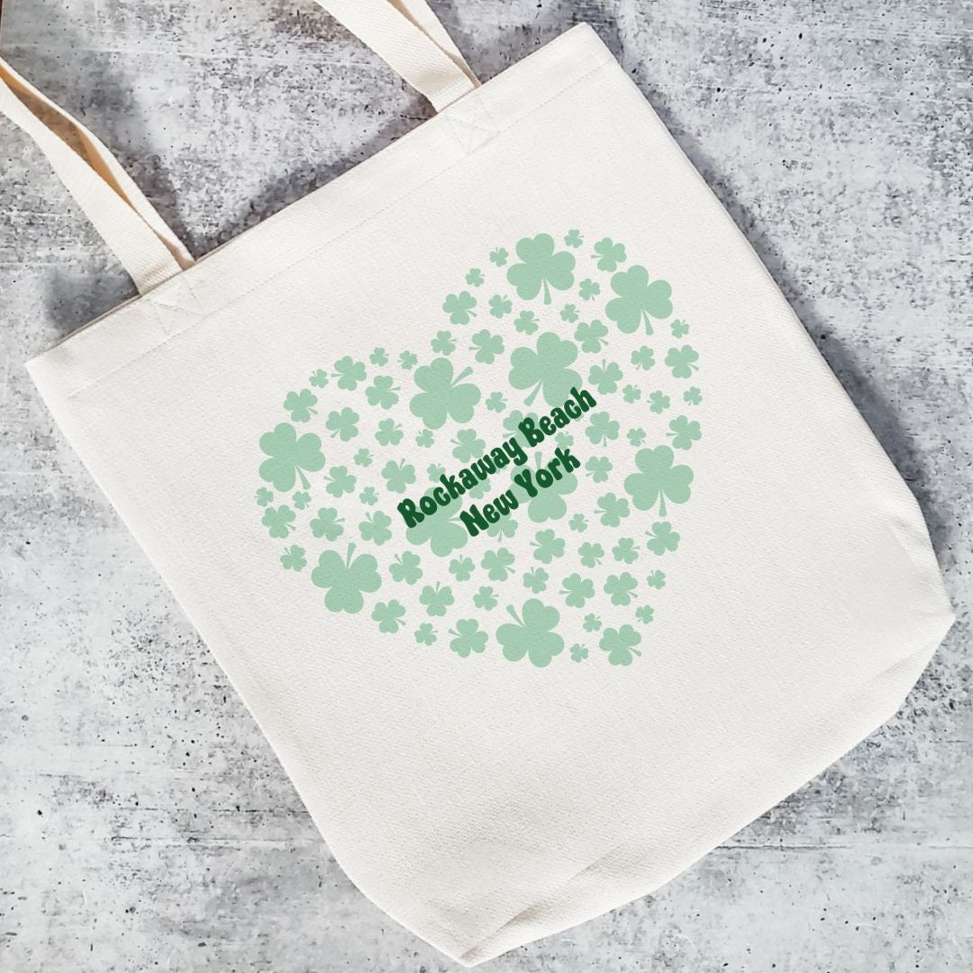 Custom St. Patrick's Day Shamrock Heart Tote Bag