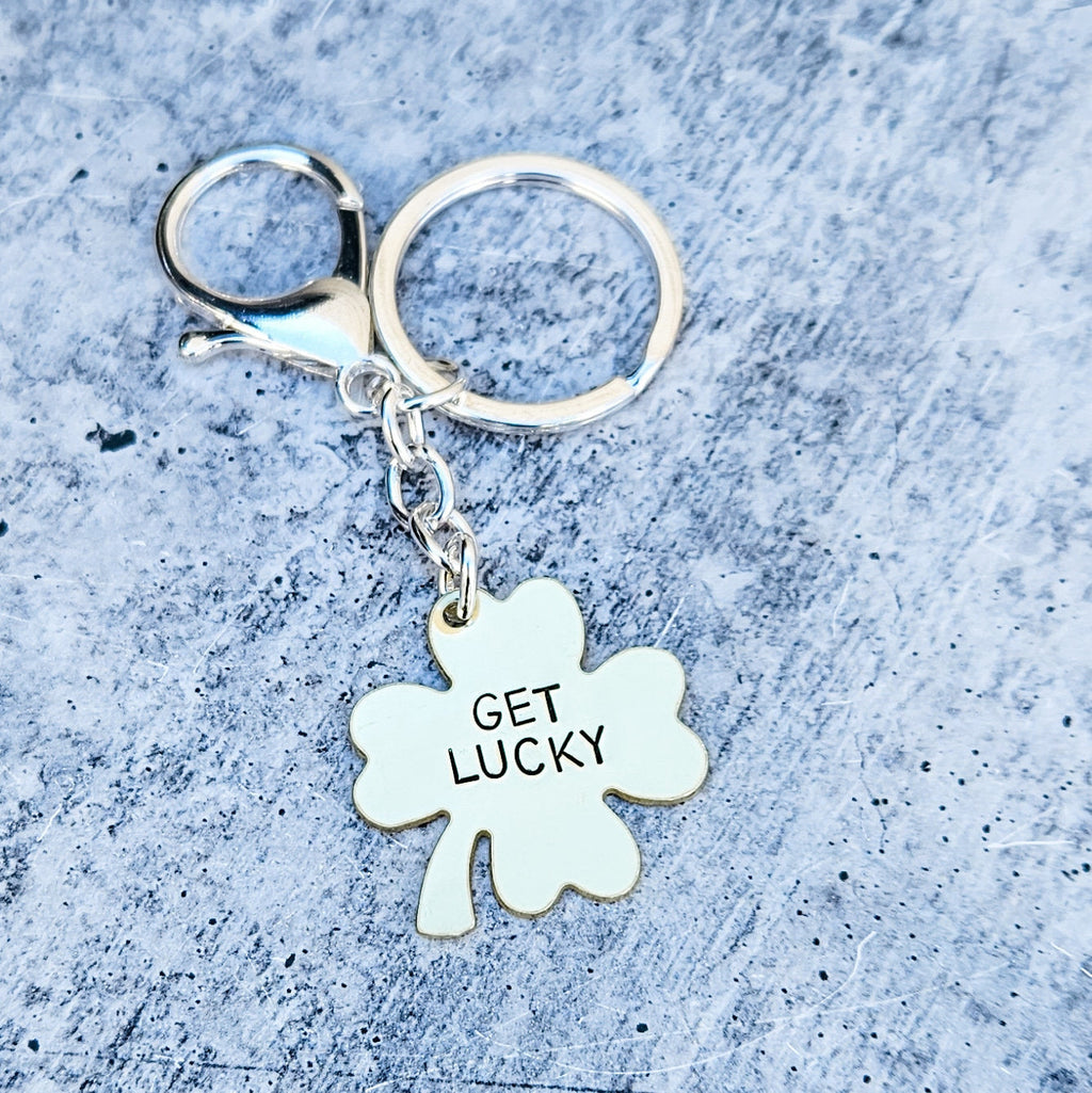 Get Lucky Four Leaf Clover Keyring
