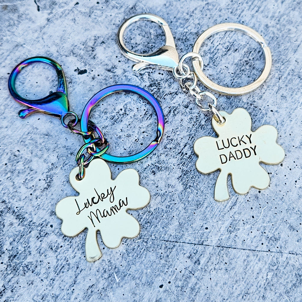 Custom Lucky Four Leaf Clover Keyring