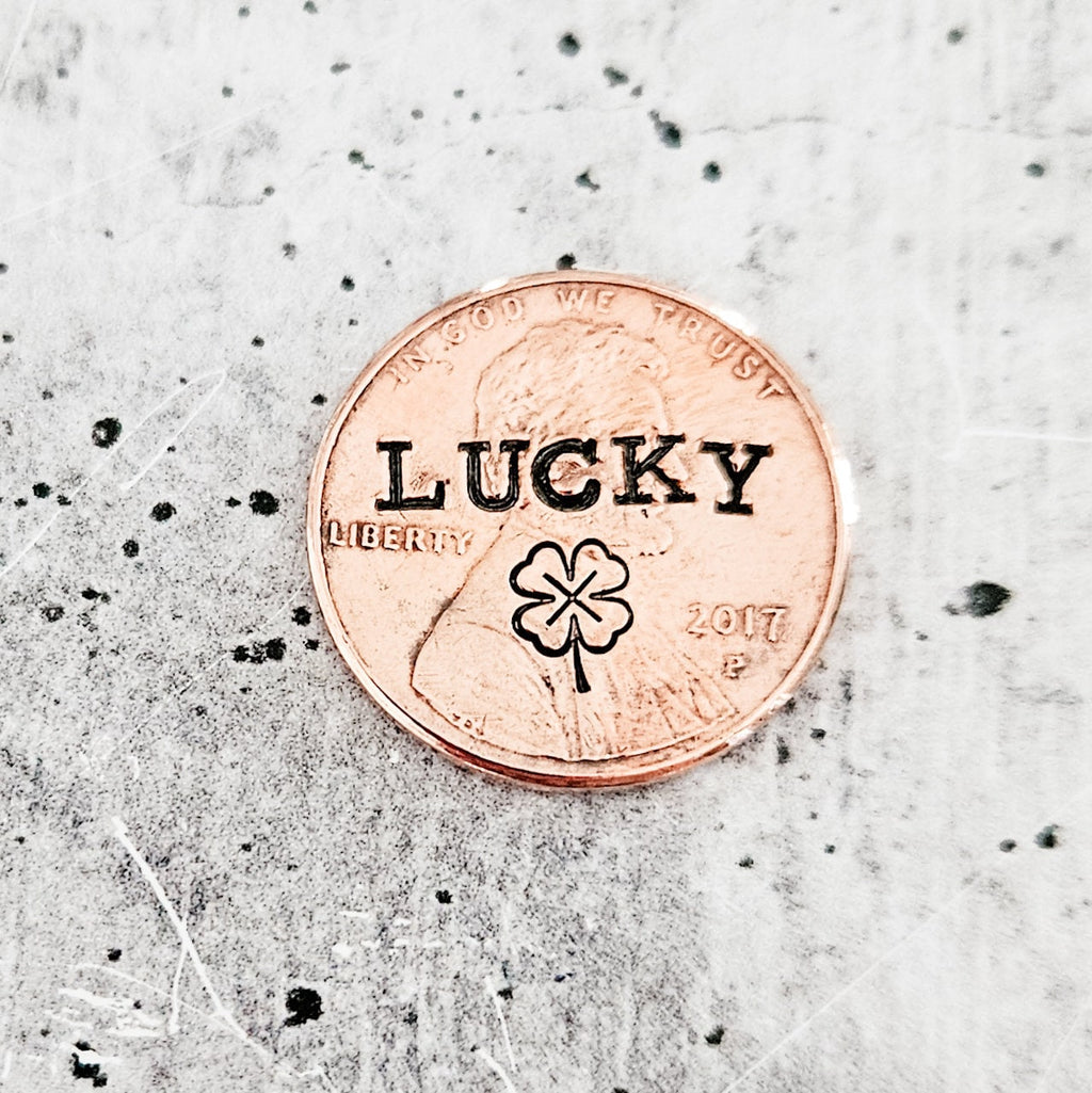 Lucky Penny Four Leaf Clover Keychain
