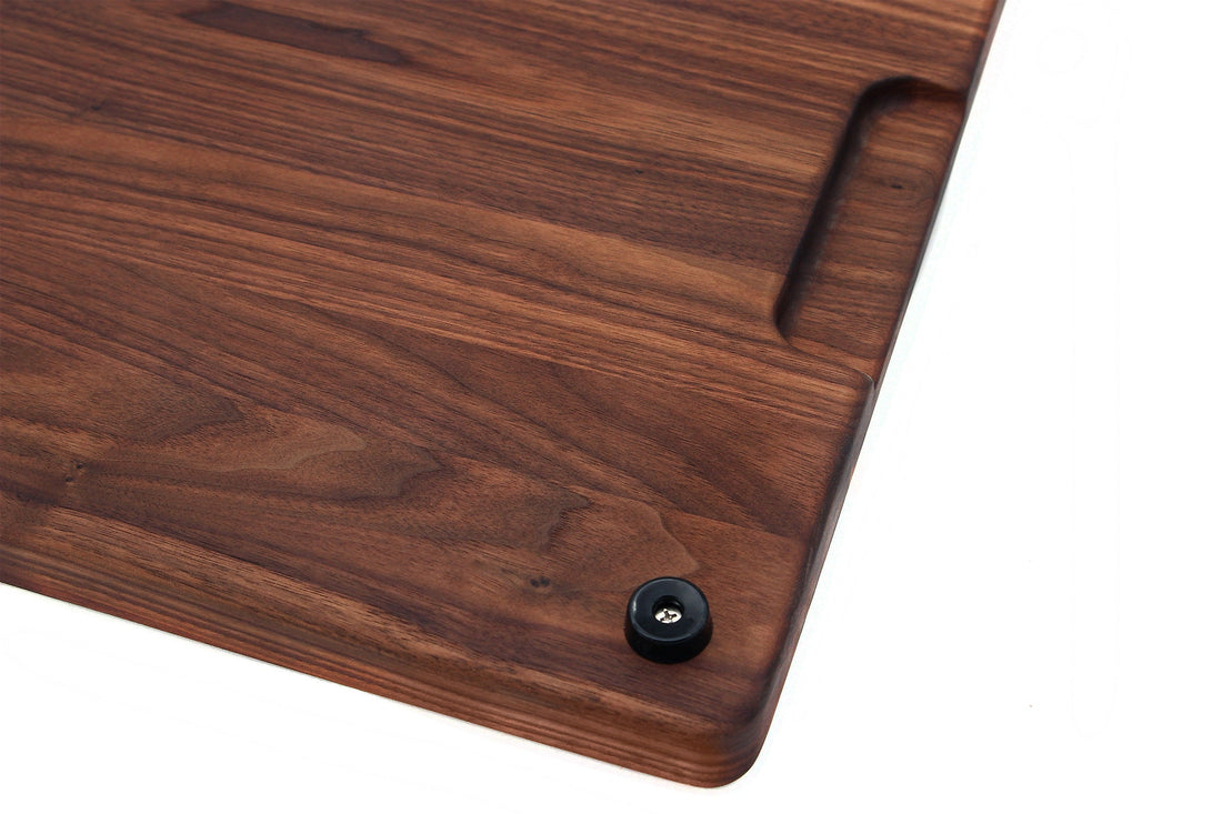 1.25” Thick Extra Large Wood Cutting Board with Feet, Pocket Handles and Juice Groove, 24x18”x1.25 Inches Thick, Gift For Dad, 100% USA Made