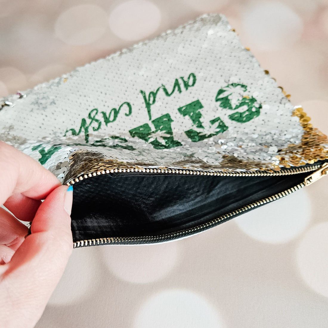 Stash and Cash 420 Sequin Cosmetic Case