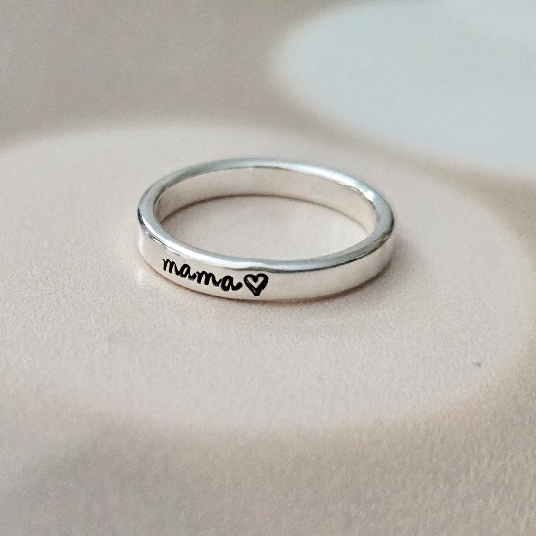 Personalized Sterling Silver Mama Ring - Custom Name Stacking Ring