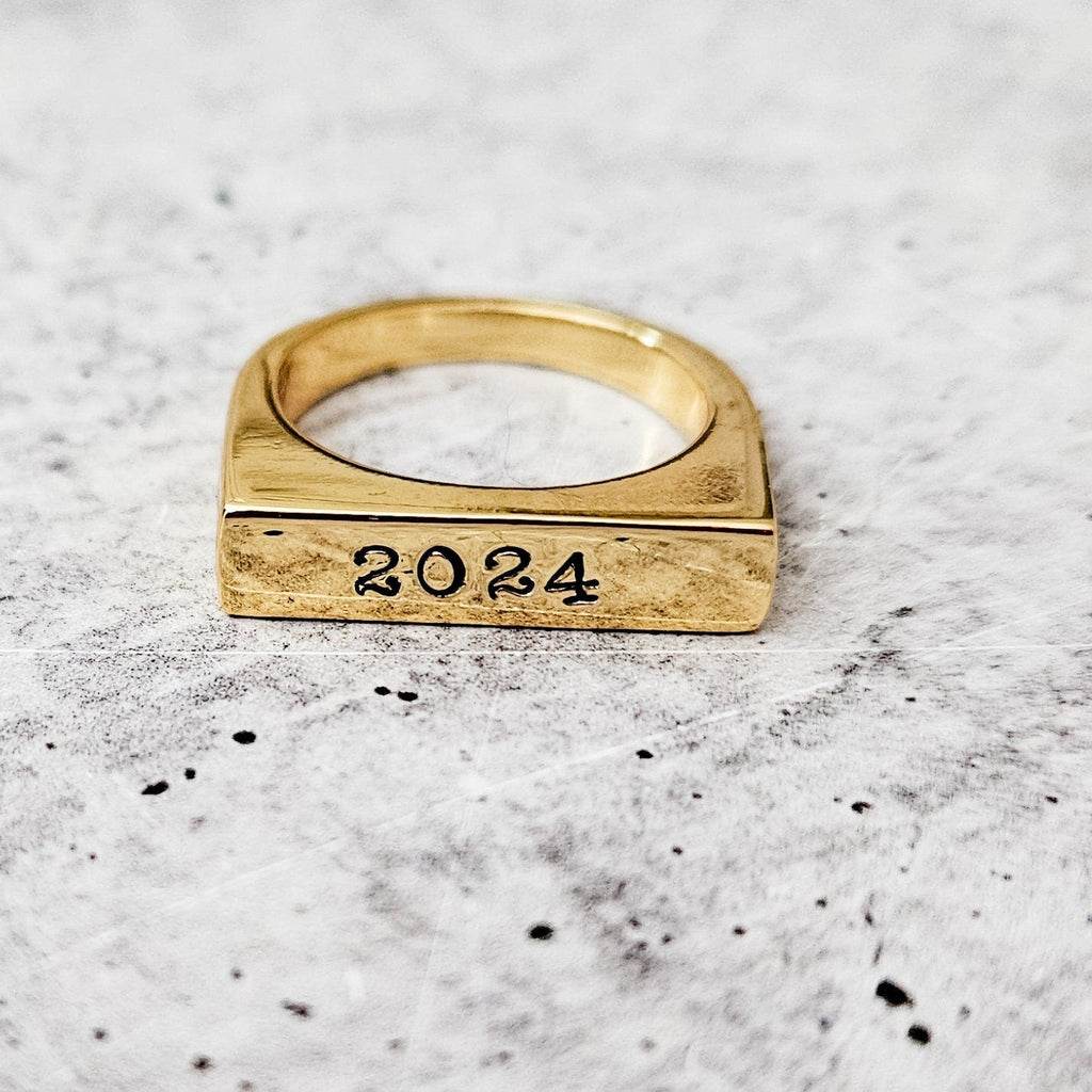 Class of 2026 Flat Top Gold Ring - Silver Class Ring 2026