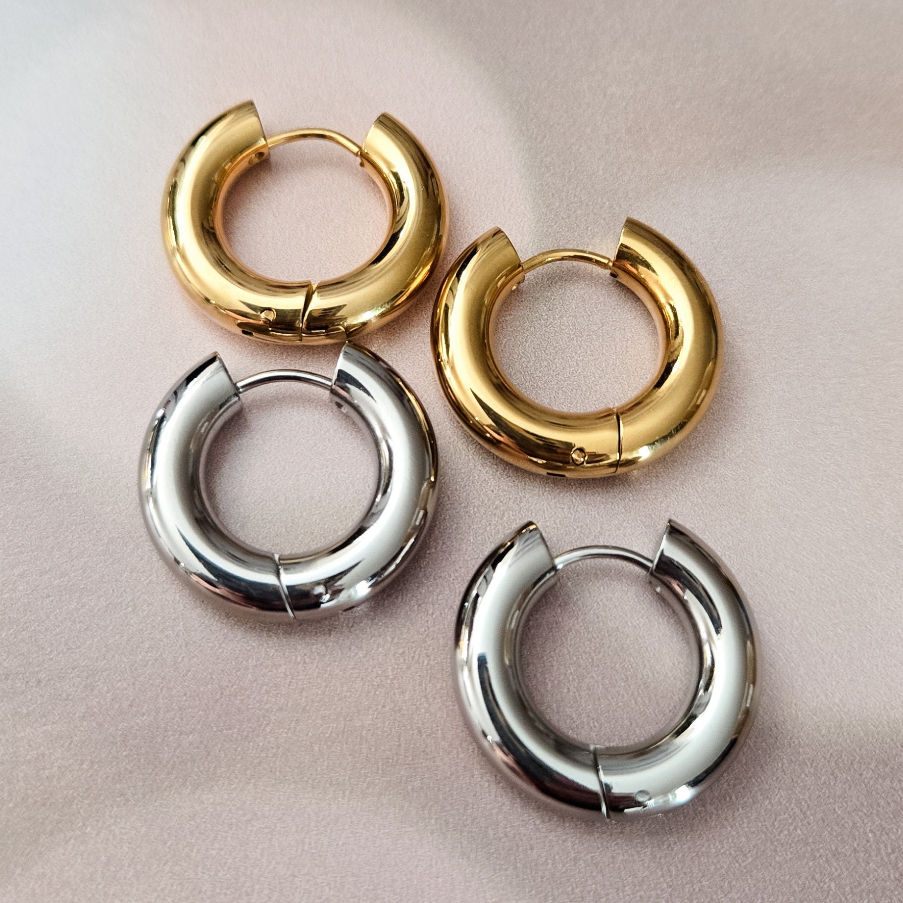 Chunky Huggies Hoop Earrings