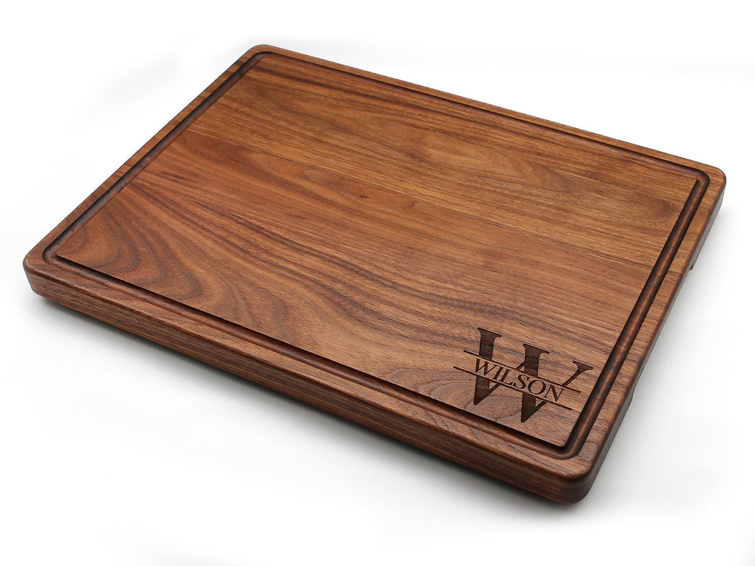 1.25” Thick Extra Large Wood Cutting Board with Feet, Pocket Handles and Juice Groove, 24x18”x1.25 Inches Thick, Gift For Dad, 100% USA Made
