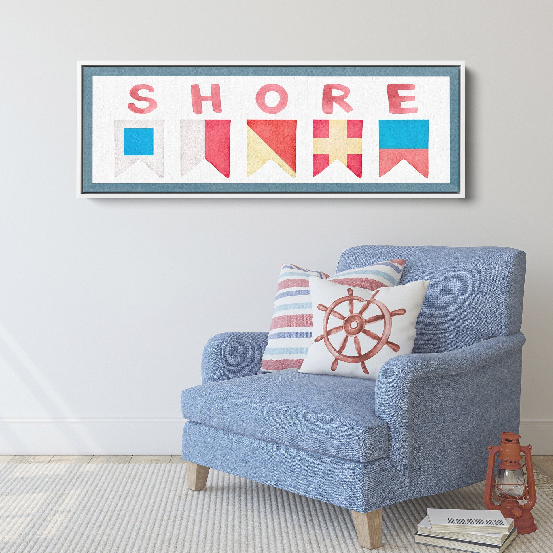 Shore House Nautical Flag Canvas Wall Art Coastal Beach Decor
