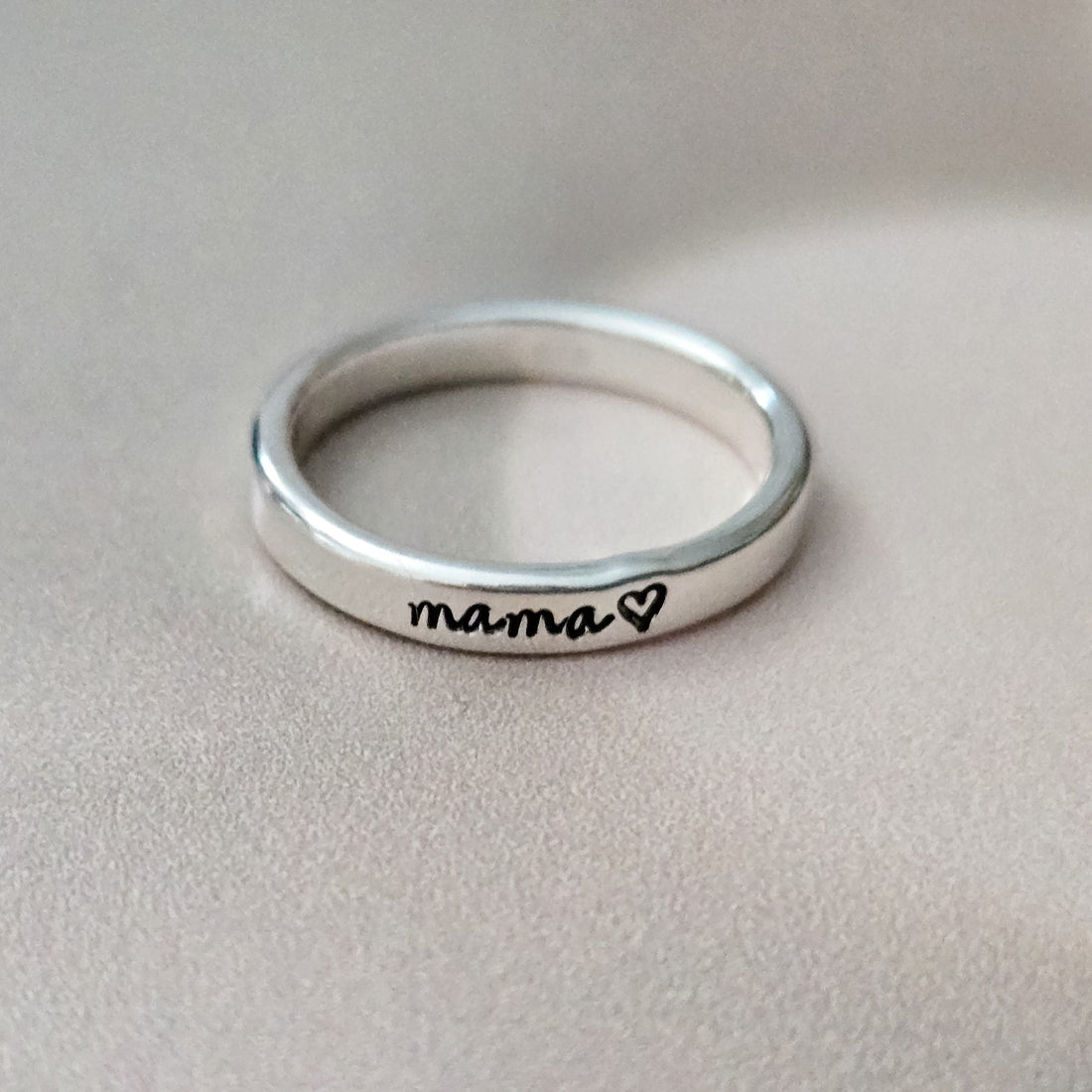 Personalized Sterling Silver Mama Ring - Custom Name Stacking Ring