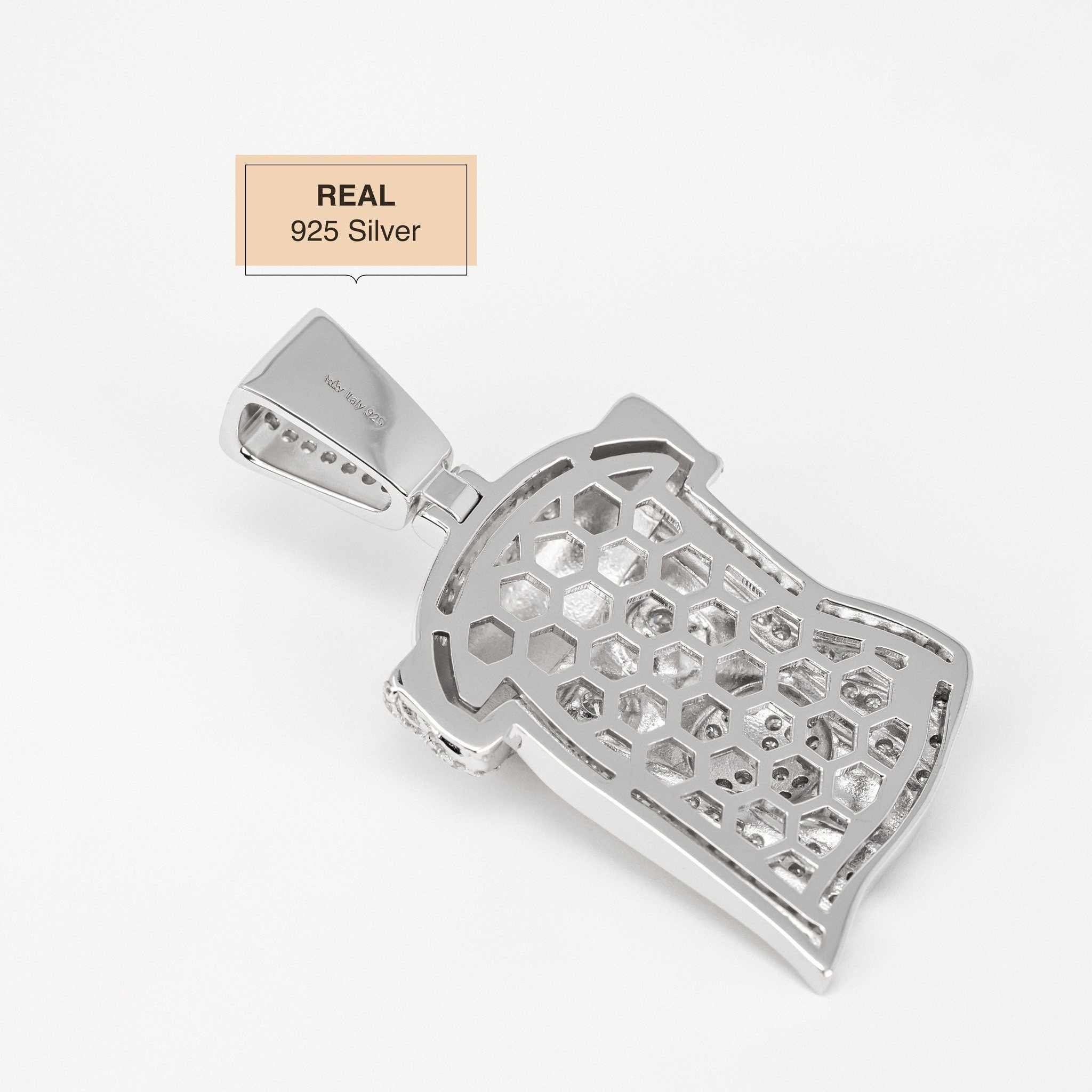 Moissanite Jesus Head Piece Pendant 925 Sterling Silver