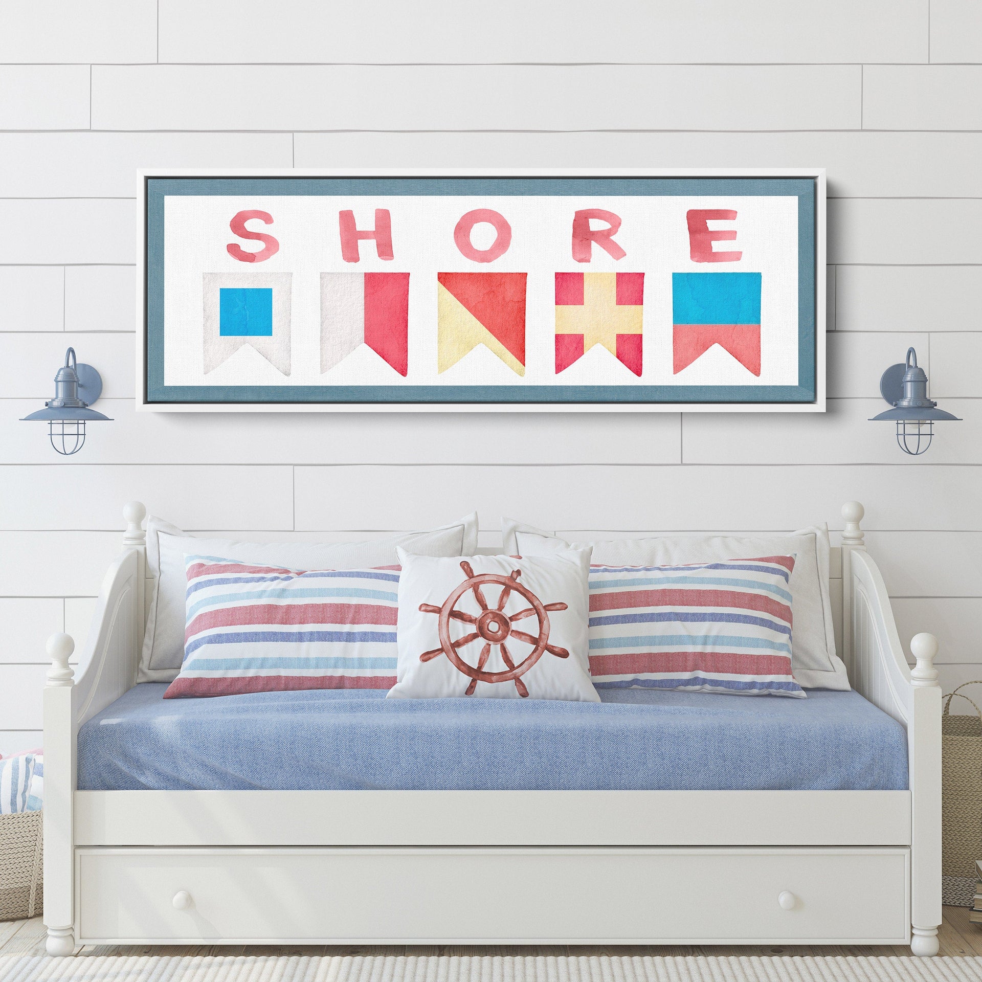 Shore House Nautical Flag Canvas Wall Art Coastal Beach Decor