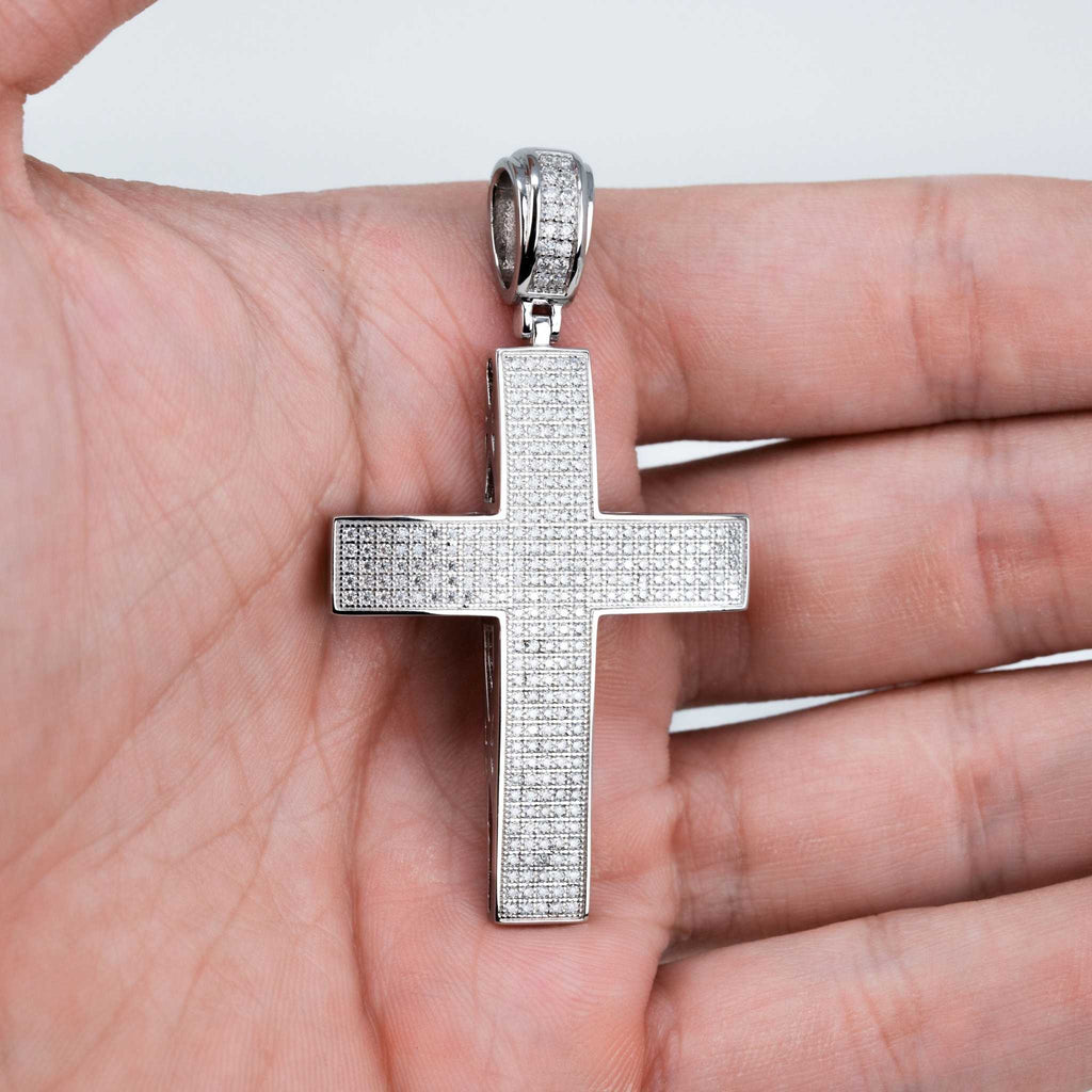 Moissanite 1.8 TCW Cross Religious Pendant 925 Sterling Silver