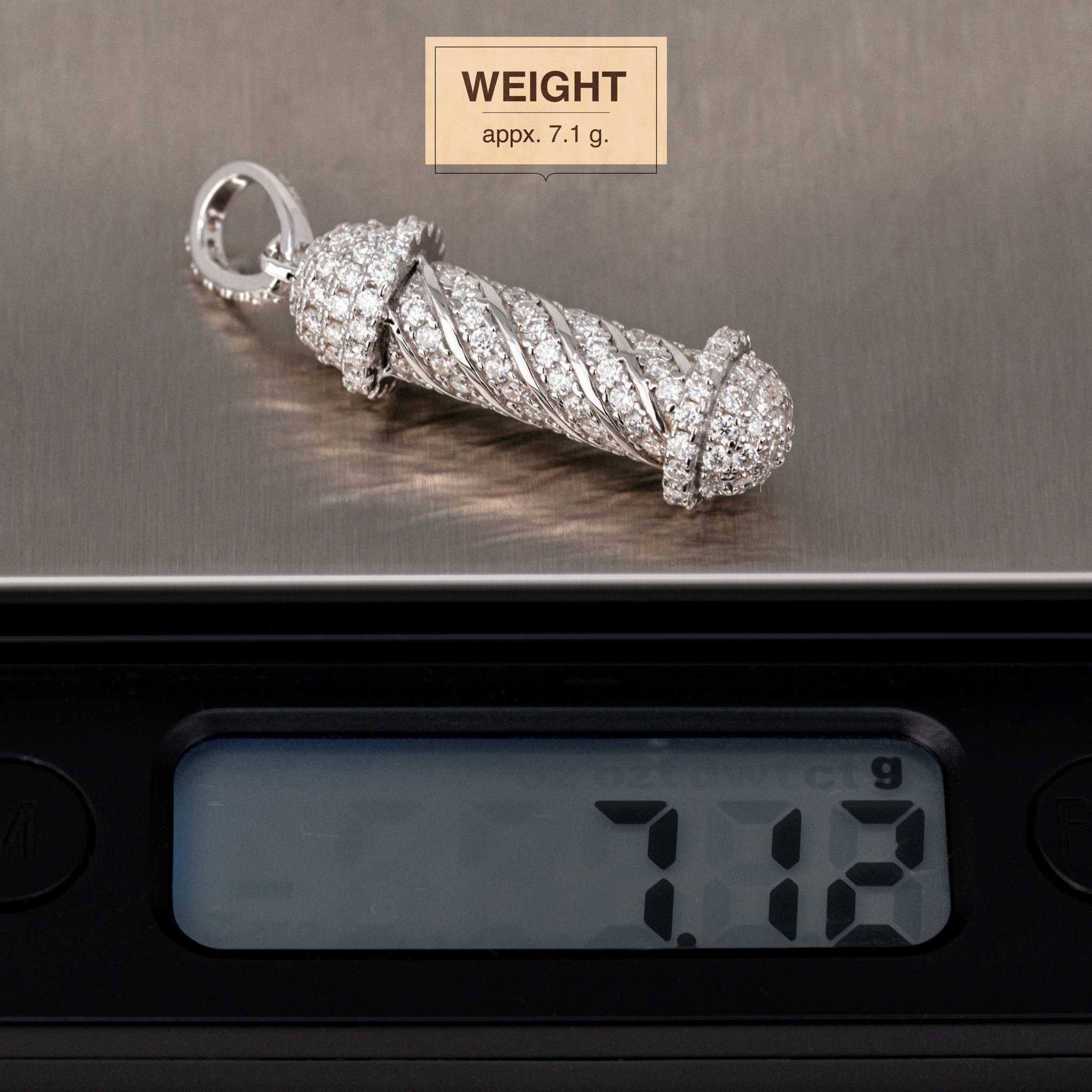 Barber Pole Iced Moissanite Pendant - 925 Sterling Silver Men's Hip Hop Jewelry