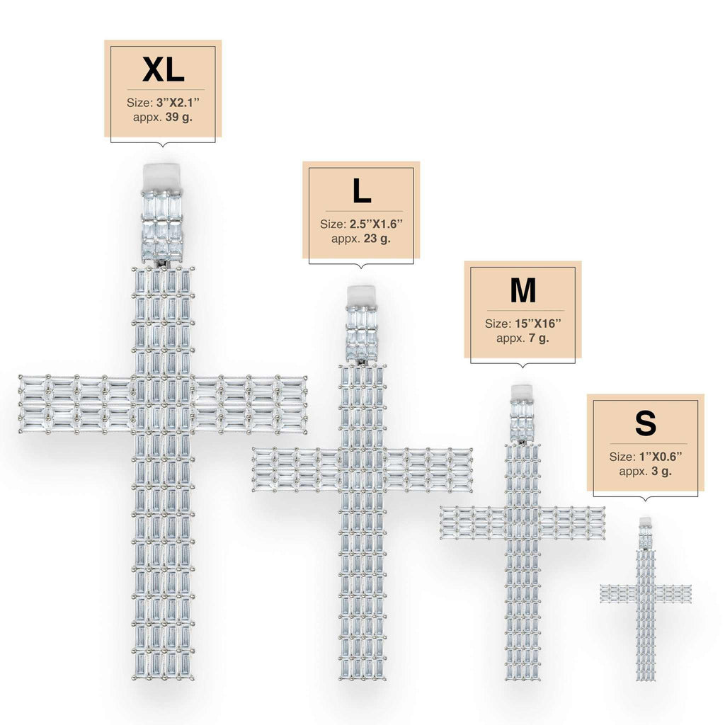 Baguette Silver Cross Pendant