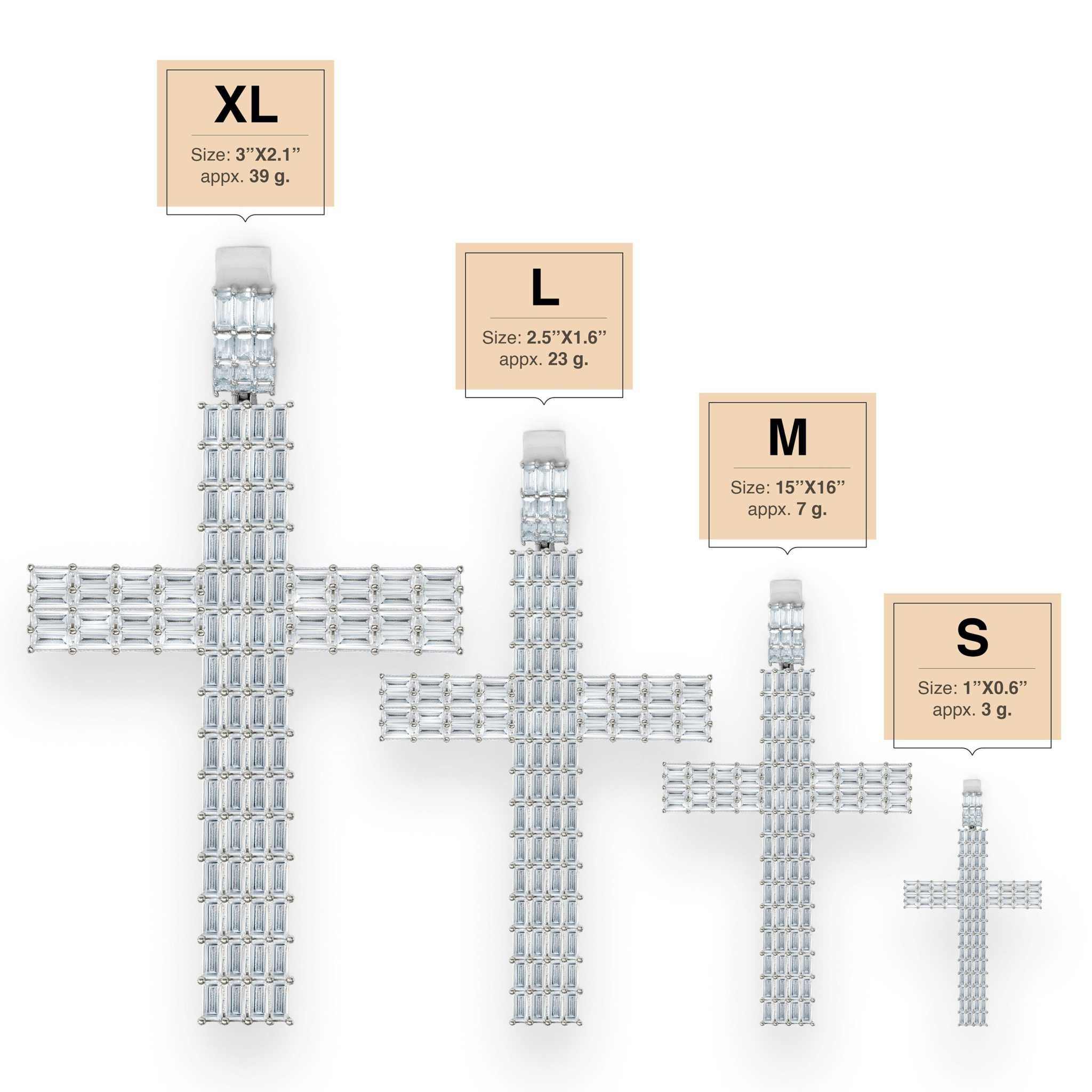 Baguette Silver Cross Pendant