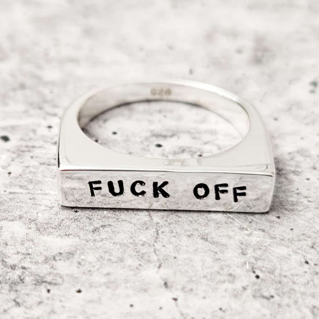 FUCK OFF Gold or Silver Flat Top Ring