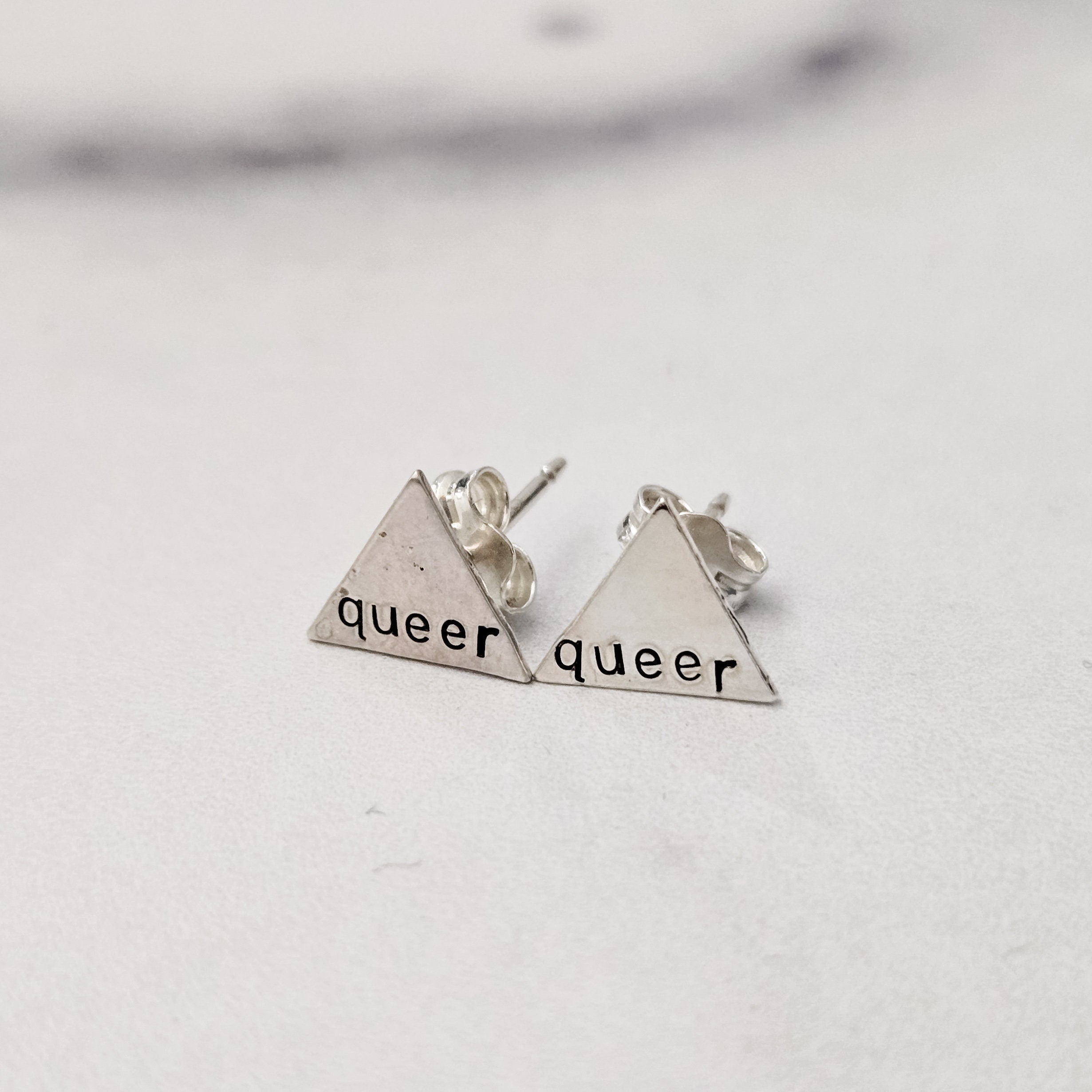 Queer Silver Stud Earrings