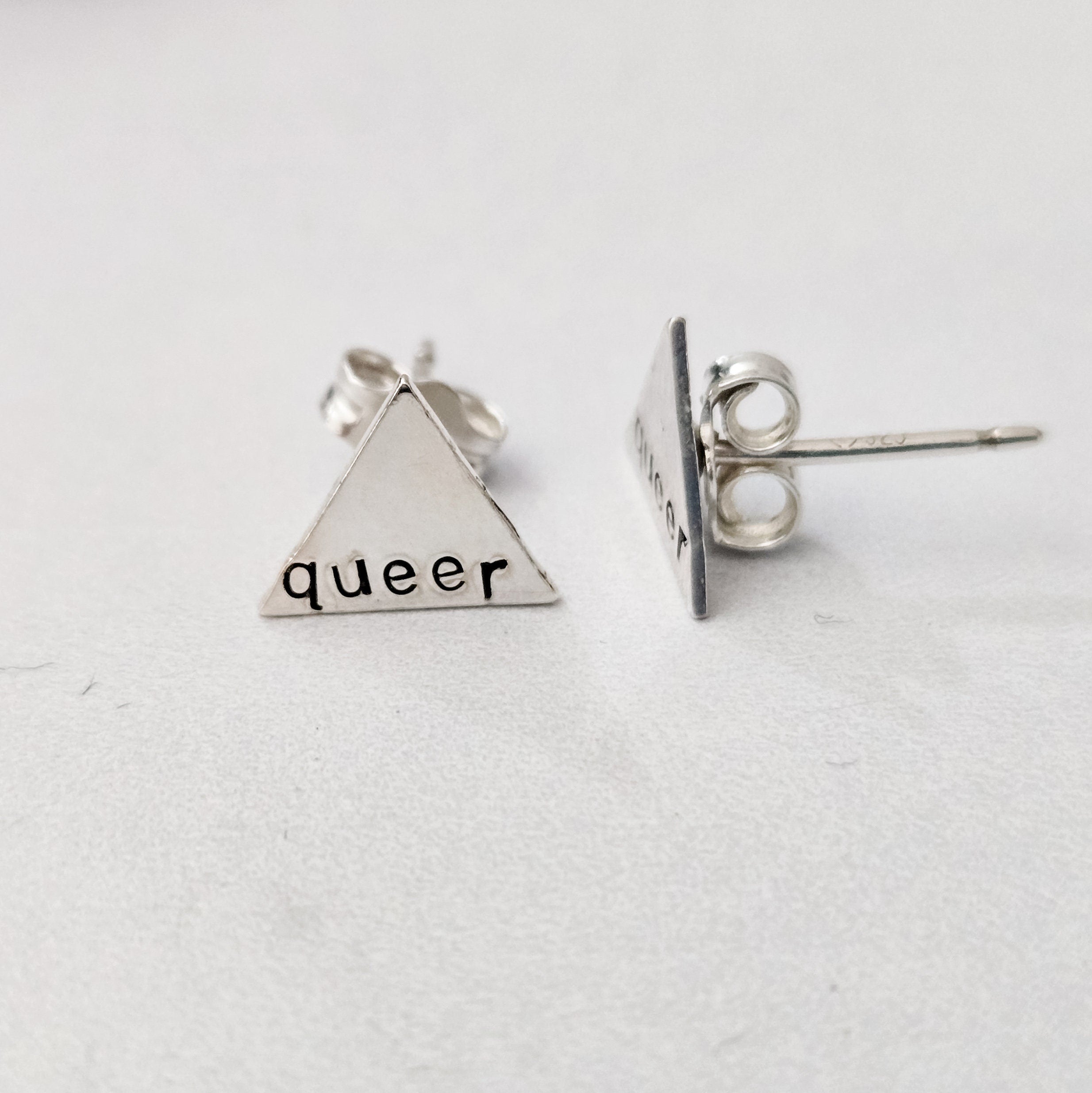 Queer Silver Stud Earrings