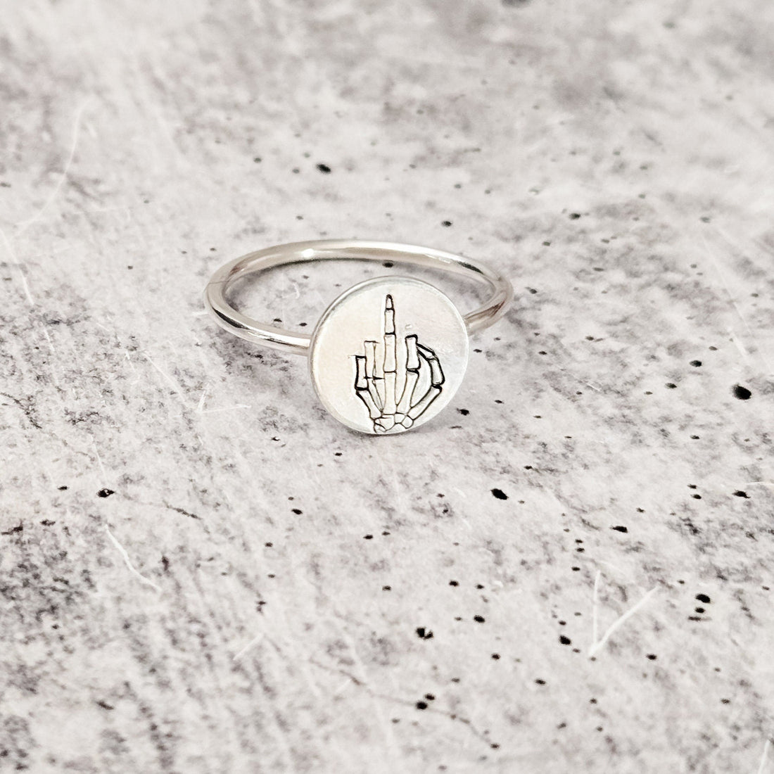 Middle Finger Dainty Skeleton Ring
