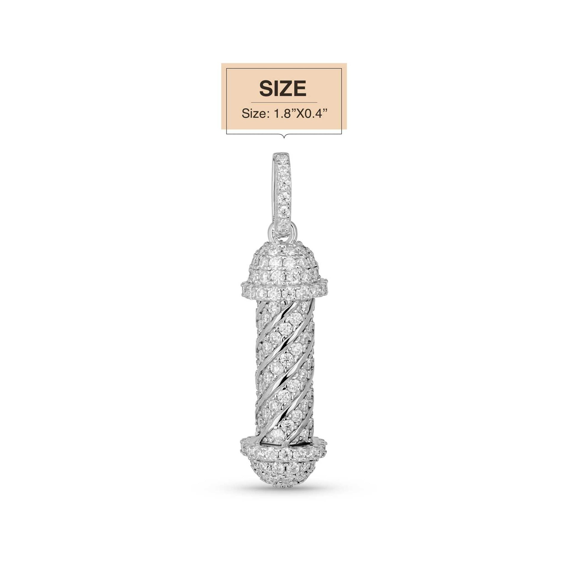 Moissanite Barber Pole Pendant in 925 Sterling Silver