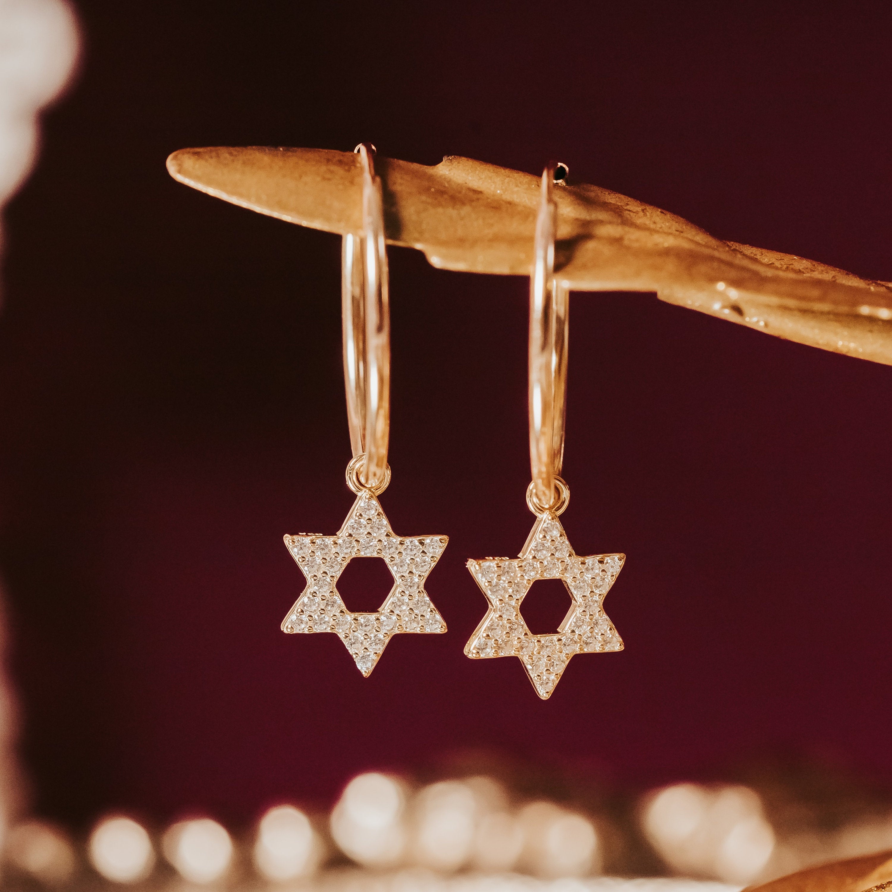Star of David Crystal Hoop Earrings