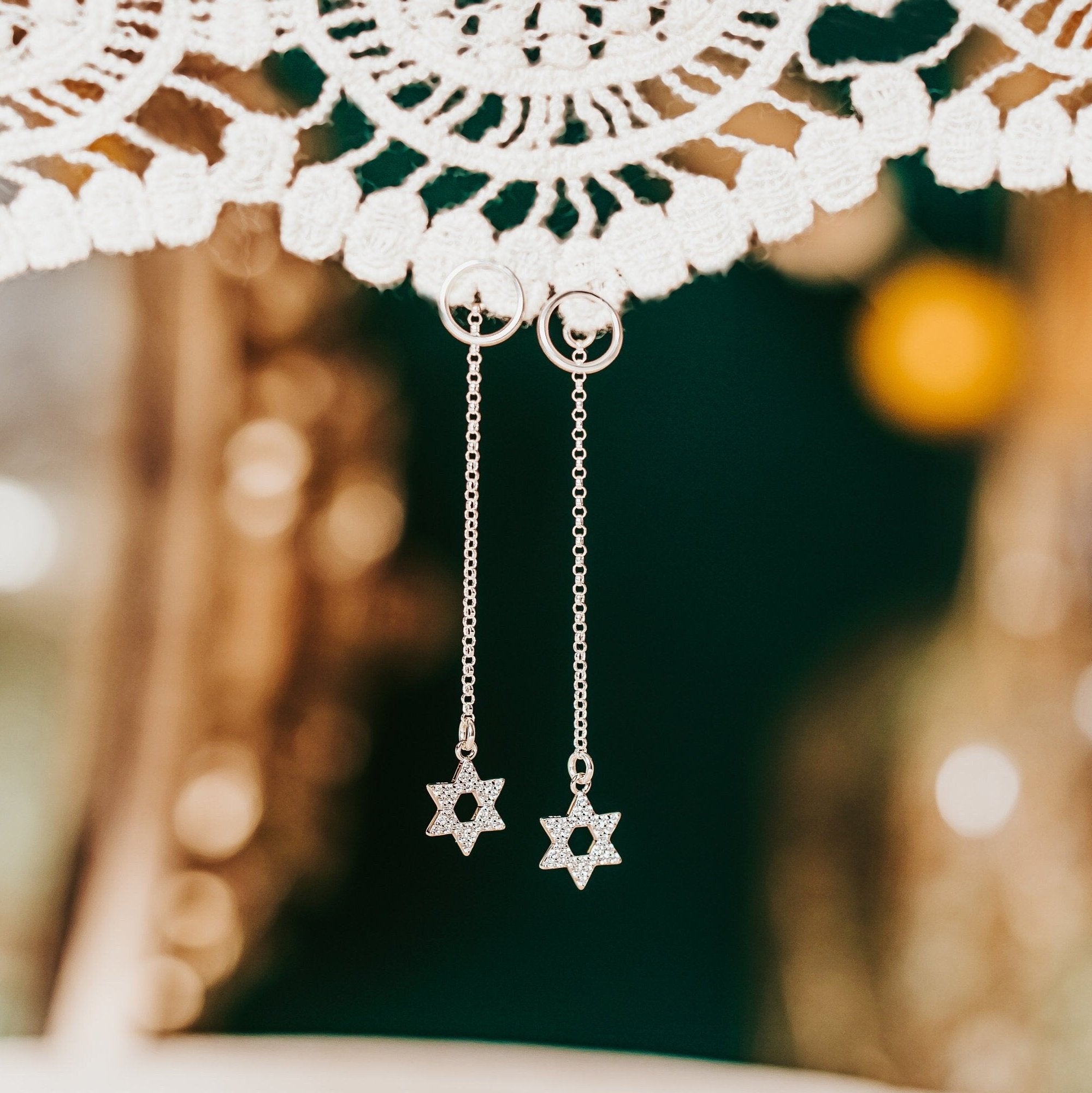 Magen David Crystal Statement Drop Earrings